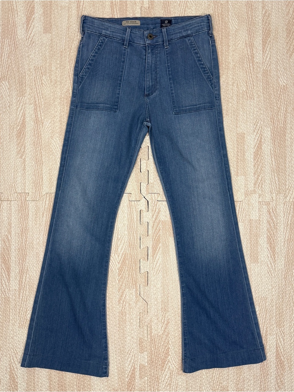 Adriano Goldschmied Women's The Goldie Patch Pocket Bell Bottom Flare Size 28